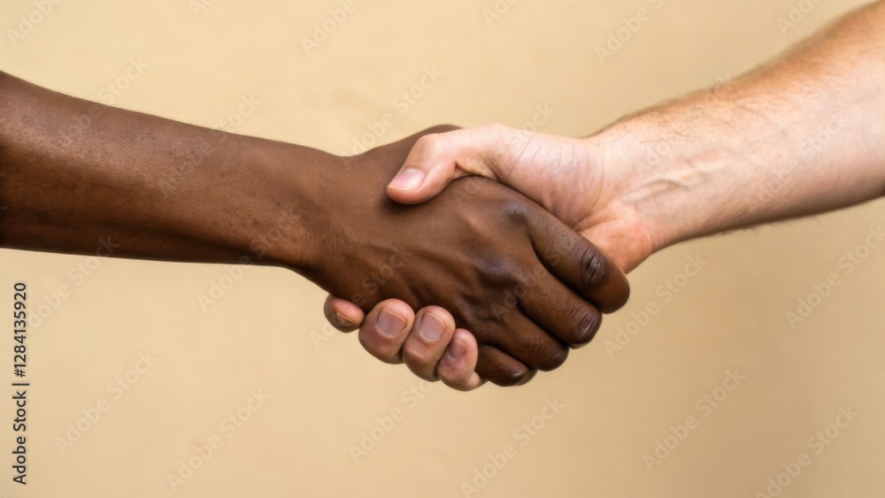Close-Up Handshake Symbolizing Unity Between Cultures Close-Up Handshake Symbolizing Unity Between Cultures