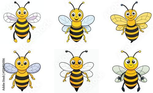 set of bee and honey