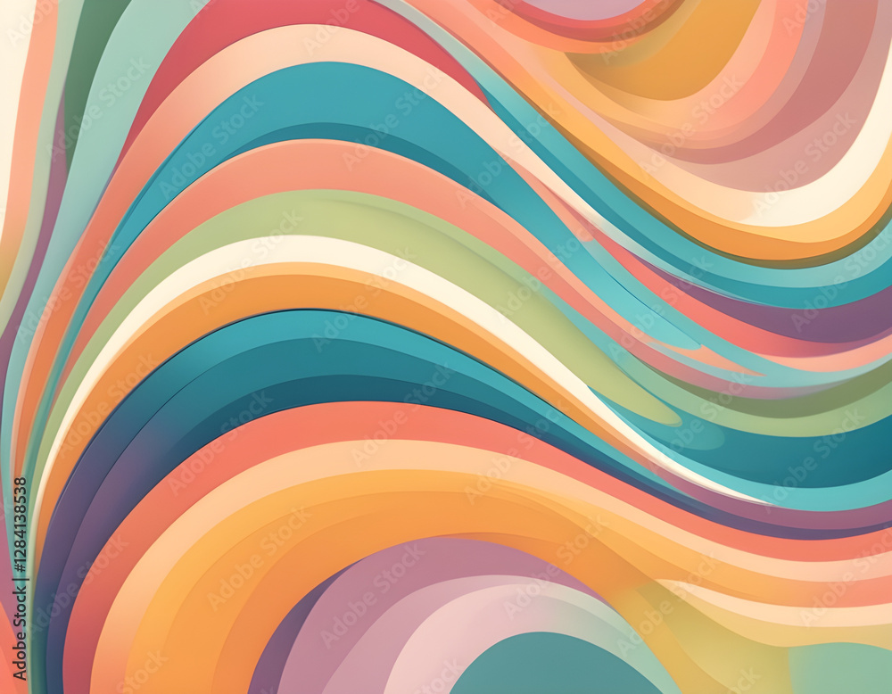 Abstract rainbow curved vertical background in trendy pastel mid century modern colors background Abstract rainbow curved vertical background in trendy pastel mid century modern colors background
