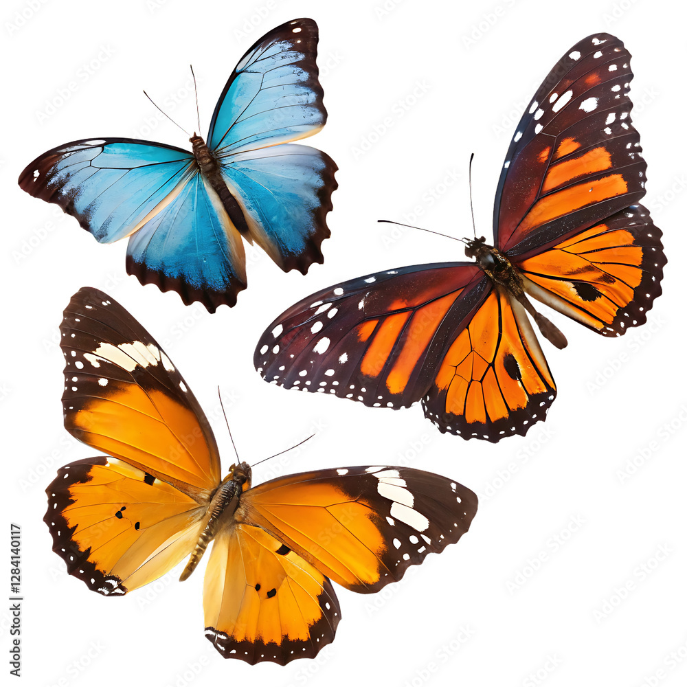 Fototapeta premium set of butterflies isolated on white background png