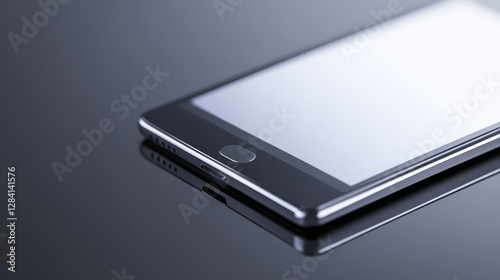 Wallpaper Mural Close-up of a sleek smartphone resting on a reflective surface, showcasing its design and features Torontodigital.ca