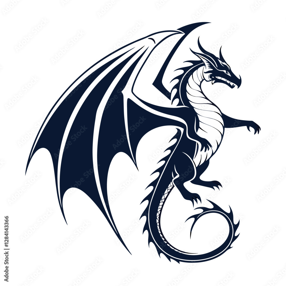 Naklejka premium black and white dragon
