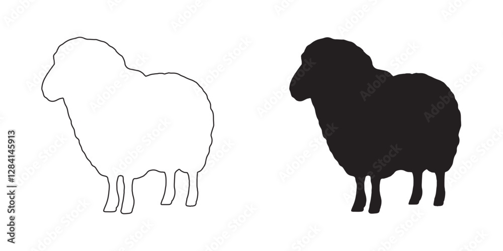 Obraz premium Artistic Sheep Silhouette - Unique and Stylish Farm Animal Illustration - Sheep Vector - Sheep Icon 