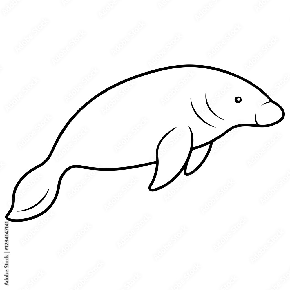 Elegant Dugong One-Line Vector Design Elegant Dugong One-Line Vector Design
