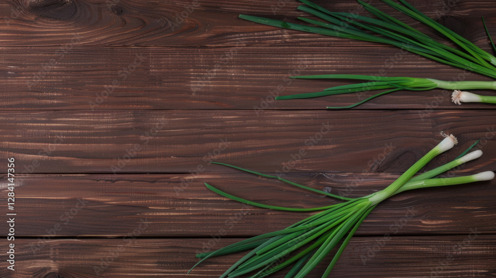 green onions on wooden background green onions on wooden background