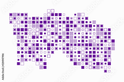 Jersey, shape of the country build of colored cells. Digital style map of the Jersey on white background. Large size square blocks. Abstract vector illustration.