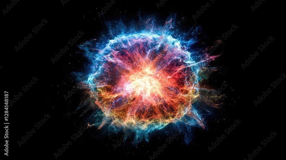 A colorful explosion depicting the birth of a new star A colorful explosion depicting the birth of a new star