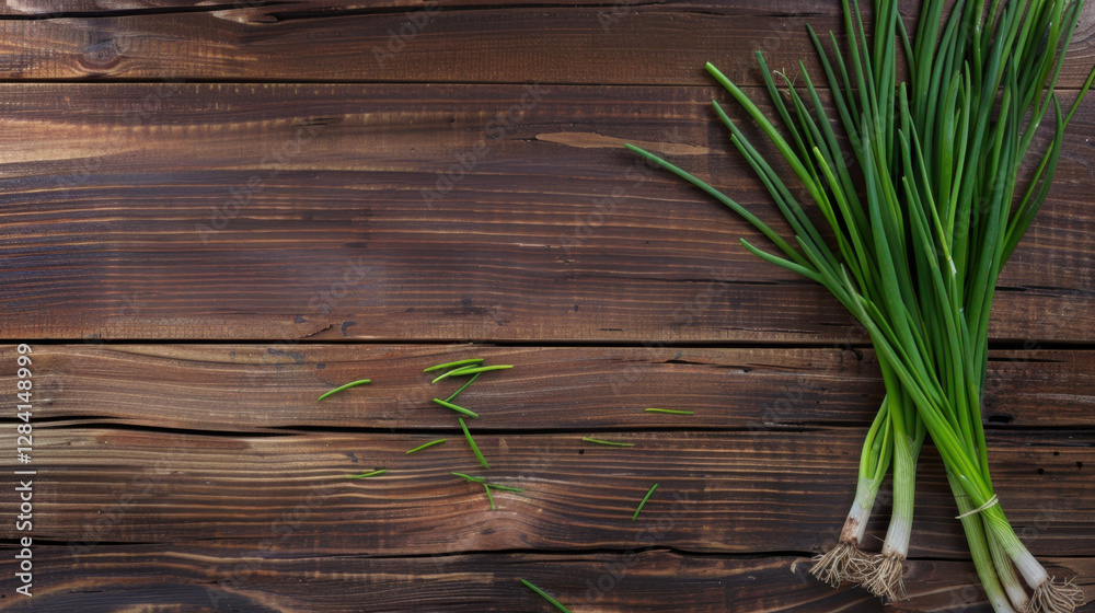 green onions on wooden background green onions on wooden background