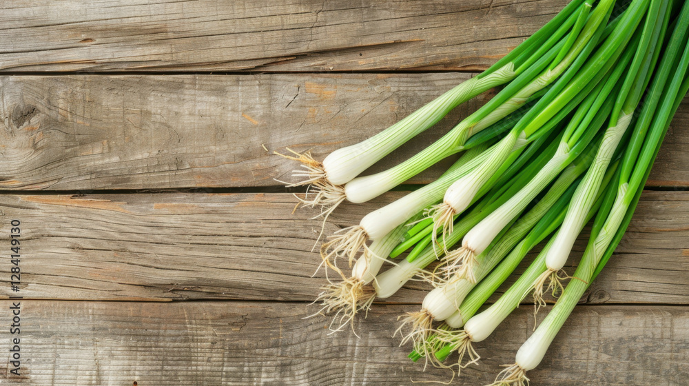 green onions on wooden background green onions on wooden background