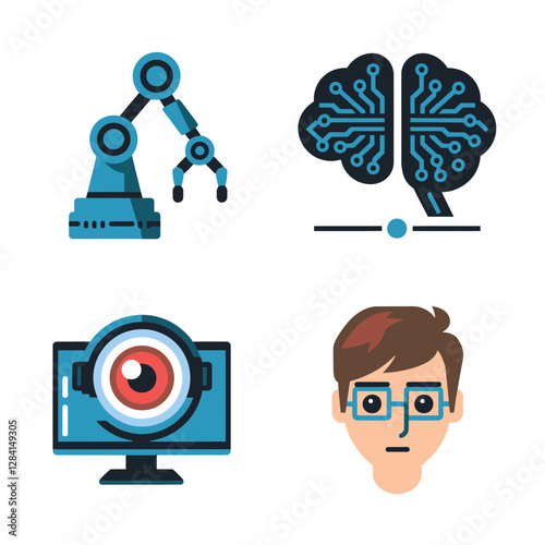 vector Artificial Intelligence model Robot  with ai info-graph design help in business
