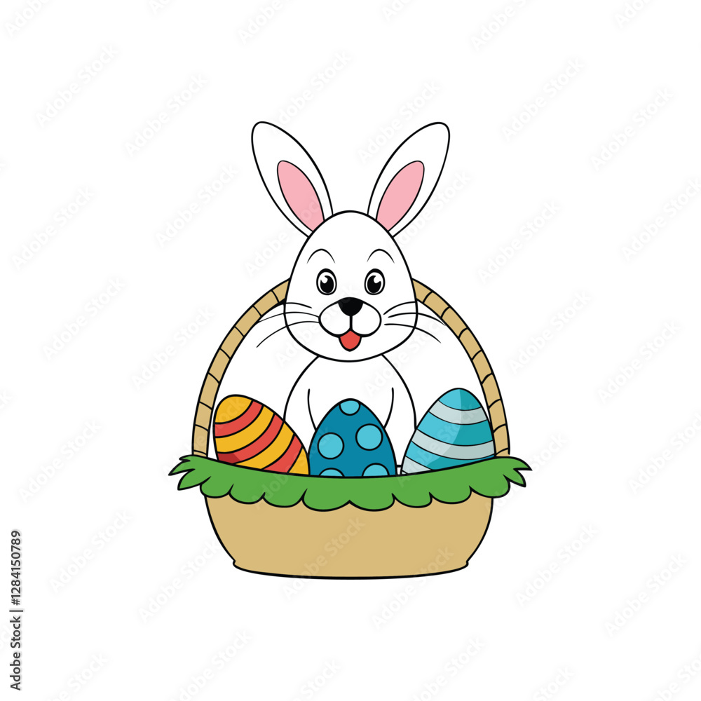 Easter Sunday bunny and egg vector art illustration Easter Sunday bunny and egg vector art illustration