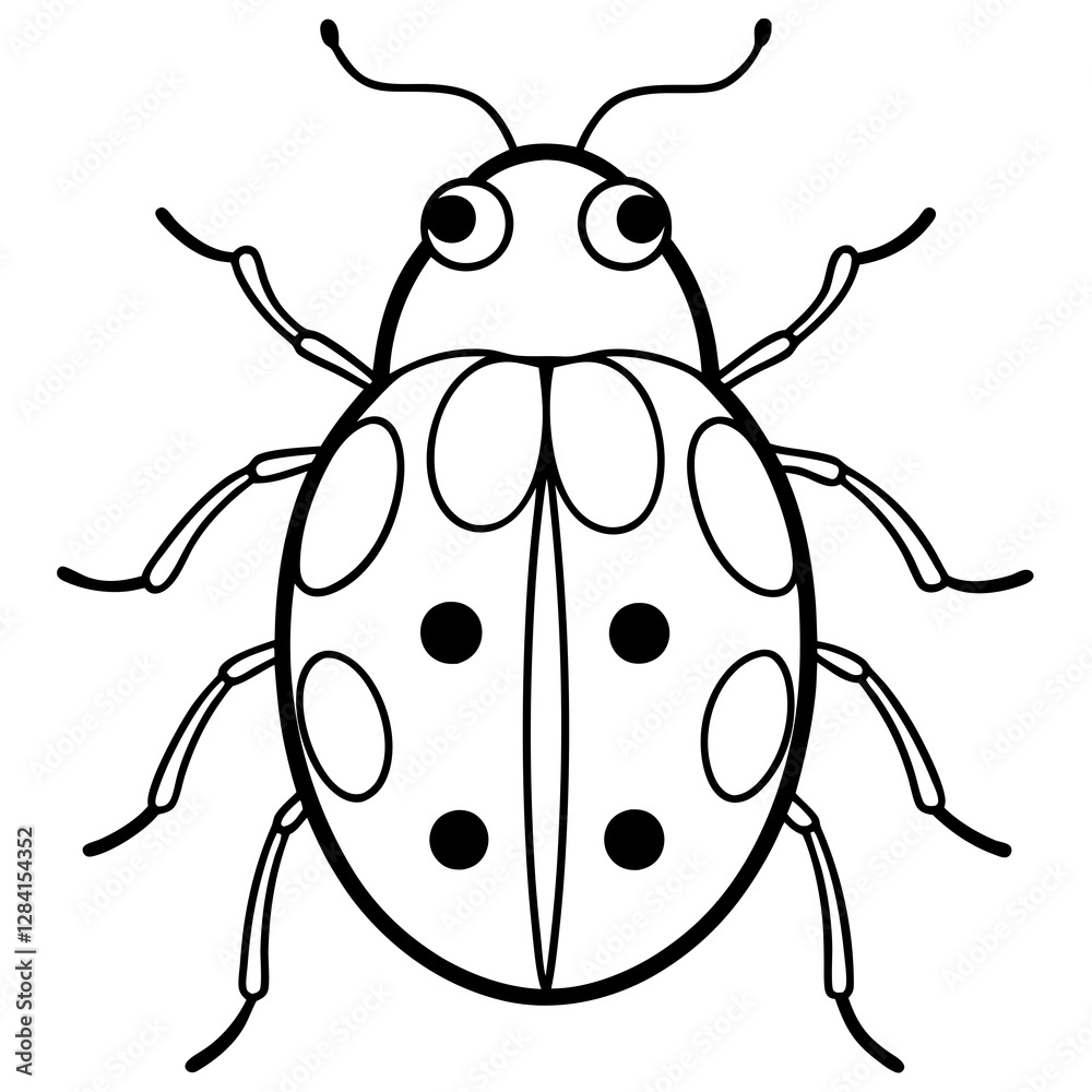 Elegant Ladybug Vector Line Drawing Elegant Ladybug Vector Line Drawing
