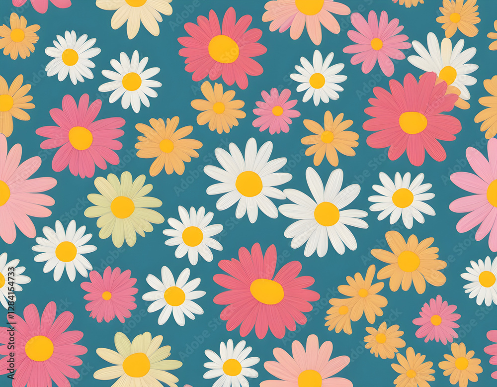 Obraz premium Daisy Flower Vector Illustrations Colorful flower background. 