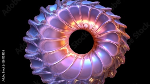 Abstract iridescent fractal flower torus design