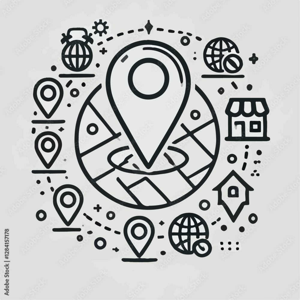 vector illustration of a map pointer