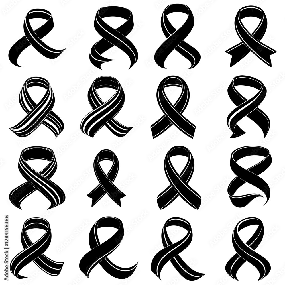 Obraz premium a sleek elegant ribbon in black and white silhouette vector art illustration