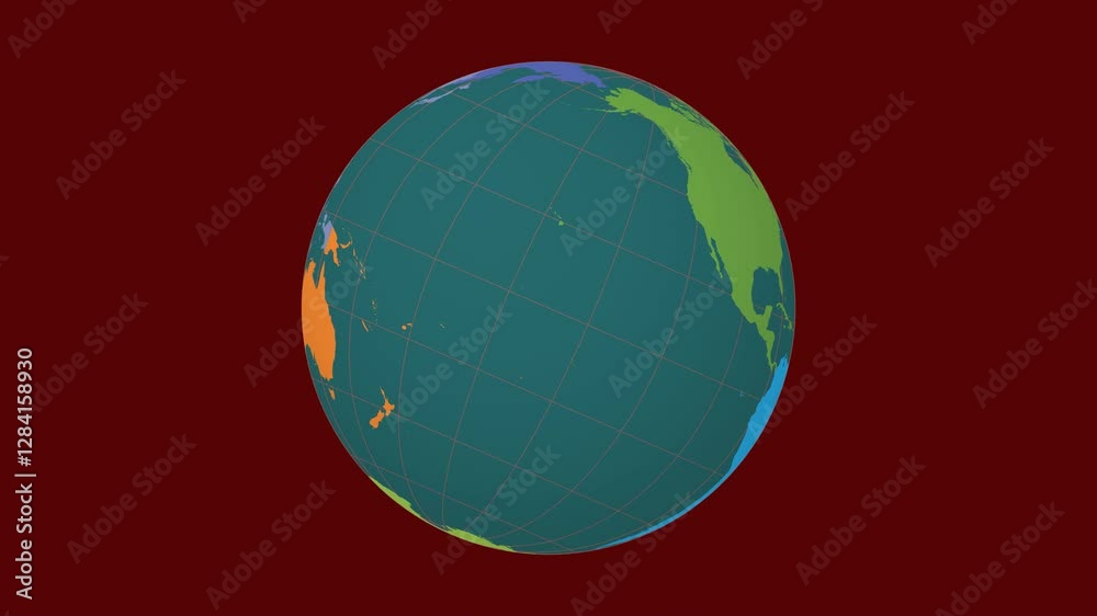 Rotating Earth. Tilted sphere view. Slow speed Earth rotation. Colored continents style. Rotating Earth. Tilted sphere view. Slow speed Earth rotation. Colored continents style.