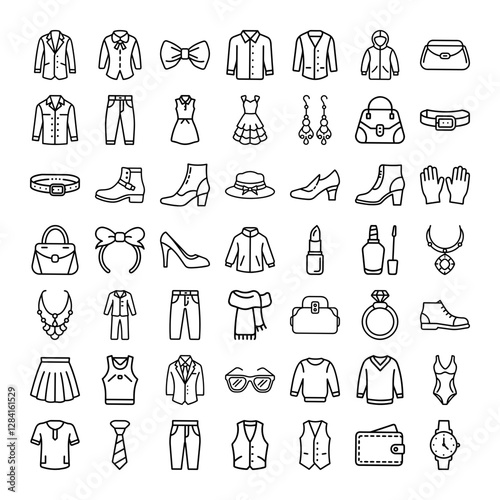Fashion Apparel Accessories Icons Clothing, Jewelry, and Bags