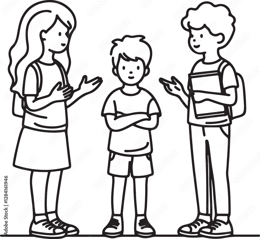 Three Kids in Line Drawing Talking About Children's Struggles Three Kids in Line Drawing Talking About Children's Struggles