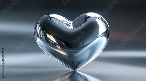 A Polished Chrome Heart Reflects Light Beautifully