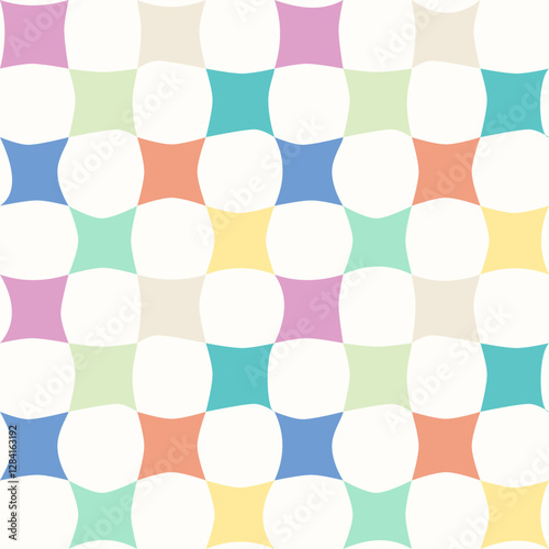 Seamless pattern of pastel geometric wavy squares . Design for background, wallpaper, fabric and more.