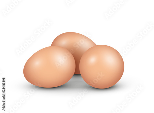 Vector realistic illustration of group of eggs isolated on white background