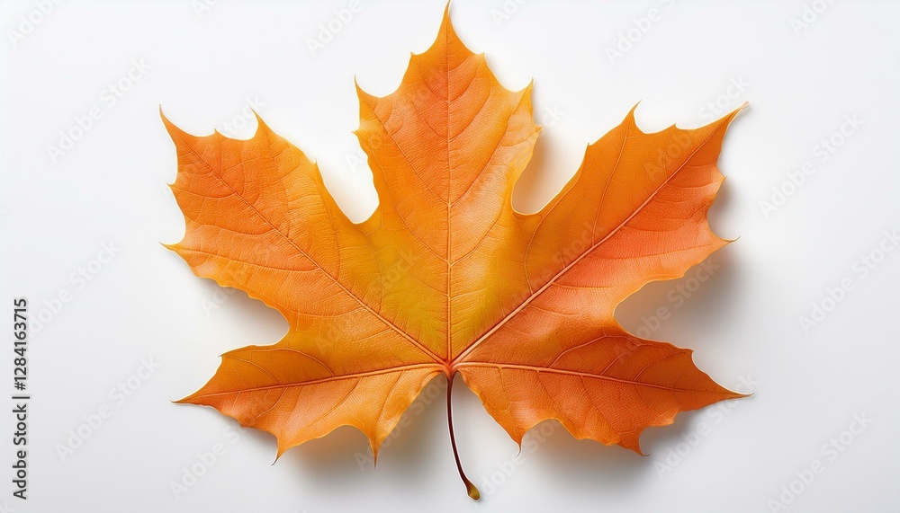 Obraz premium Autumnal Blaze: The vibrant hues of a single maple leaf capture the essence of autumn, offering a close-up view of its intricate details, perfectly showcasing nature's beauty. 