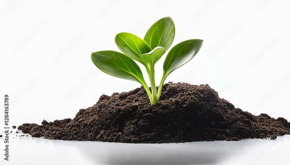 Growth and Vitality: A tender sprout emerges from rich soil, representing the beginning of life, new growth and sustainability. Growth and Vitality: A tender sprout emerges from rich soil, representing the beginning of life, new growth and sustainability.