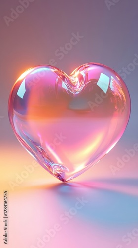 A Glass Heart Reflecting Pastel Hues
