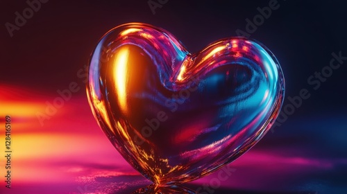 Vibrant Glass Heart Illuminated With Neon Colors