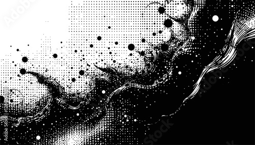 abstract black and white image in dot and grunge style generated in ai transparent background