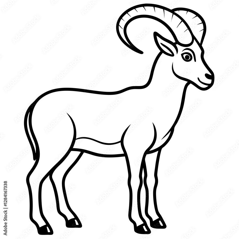 Ibex One-Line Vector Illustration Ibex One-Line Vector Illustration