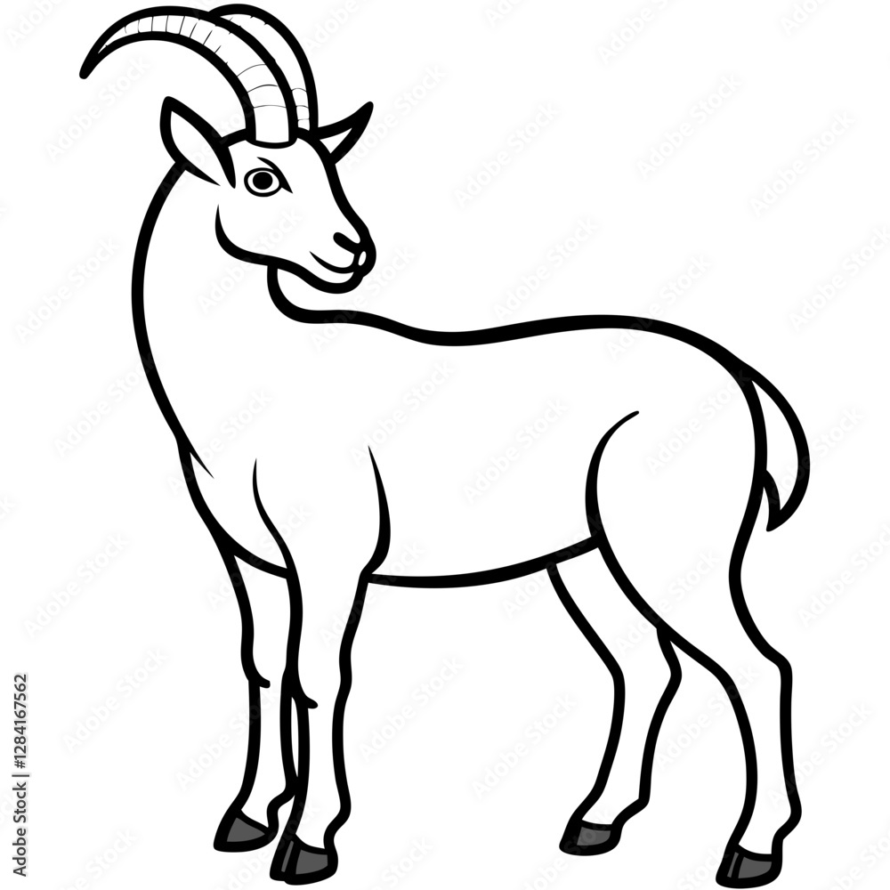 Ibex One-Line Vector Illustration Ibex One-Line Vector Illustration