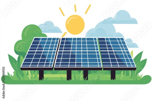 Eco-Friendly Solar Panel Energy System in Nature