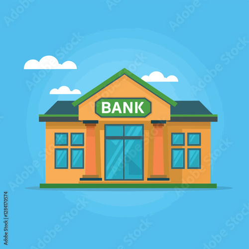vector colorful economy trading graph cash money linked with curved dash line over the world bank 
