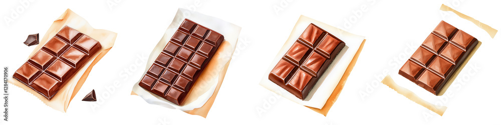 Fototapeta premium Delicious Assortment of Milk Chocolate Bars on Crumpled Paper