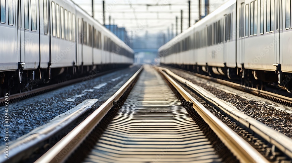 Perspectives of Rail Tracks Surrounded by Modern Trains Creating a Dynamic Commuting Scene : Generative AI Perspectives of Rail Tracks Surrounded by Modern Trains Creating a Dynamic Commuting Scene : Generative AI