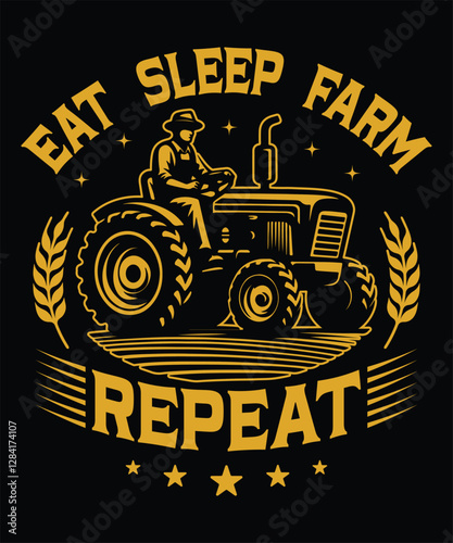 Eat sleep farm repeat t shirt design