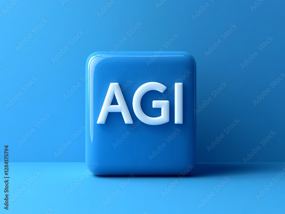 glossy blue 3D button with AGI text representing artificial general intelligence machine learning and futuristic AI technology
glossy blue 3D button with AGI text representing artificial general intelligence machine learning and futuristic AI technology