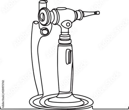 Detailed Line Drawing of an Otoscope
