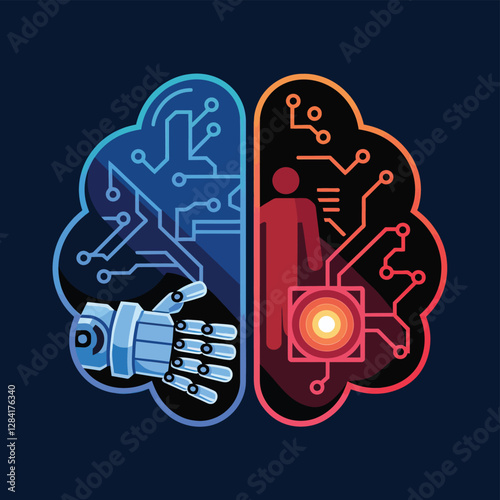 vector Artificial Intelligence model Robot  with ai info-graph design help in business
