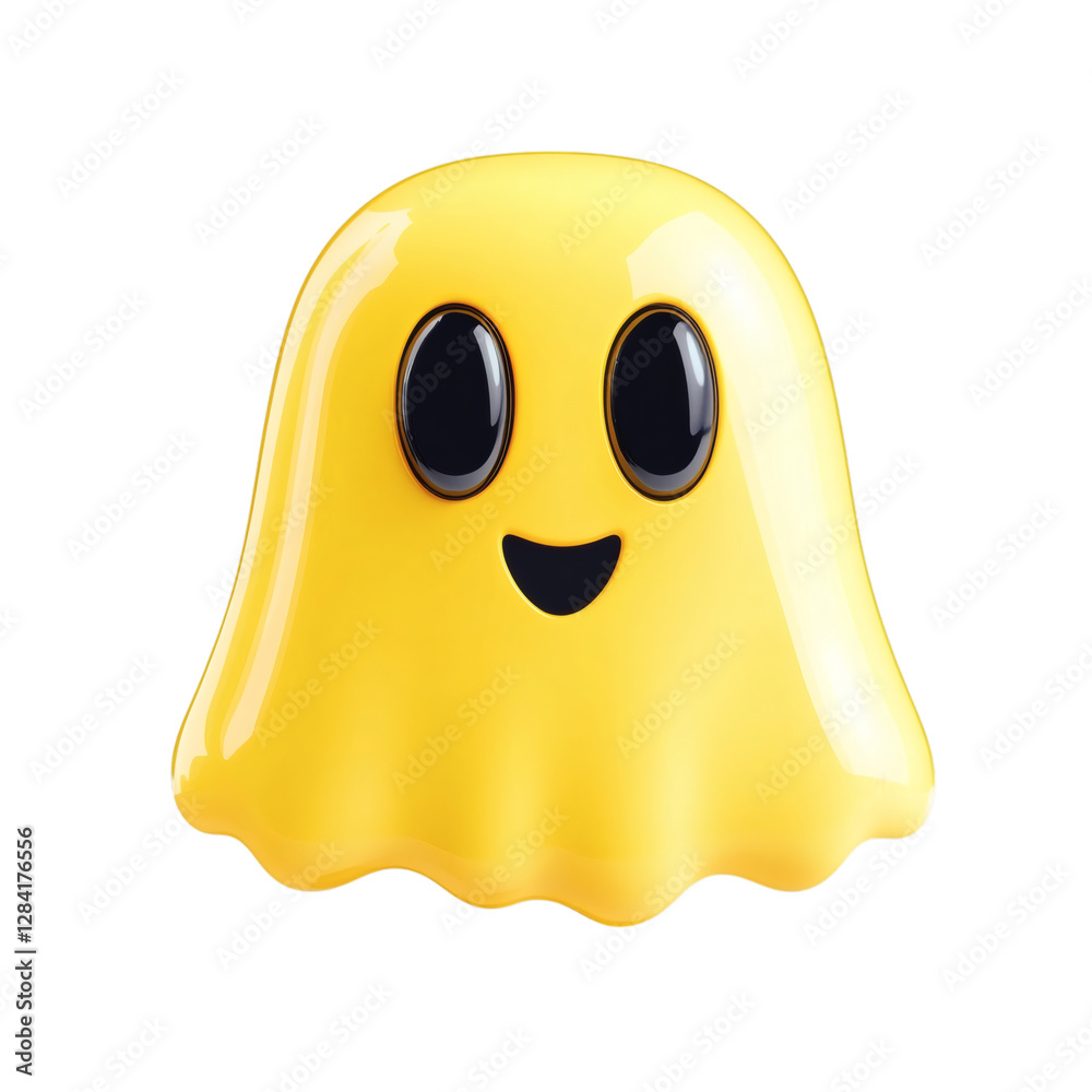 Fototapeta premium A Flat Snapchat Ghost Icon in Bright Yellow Isolated on Transparent Background