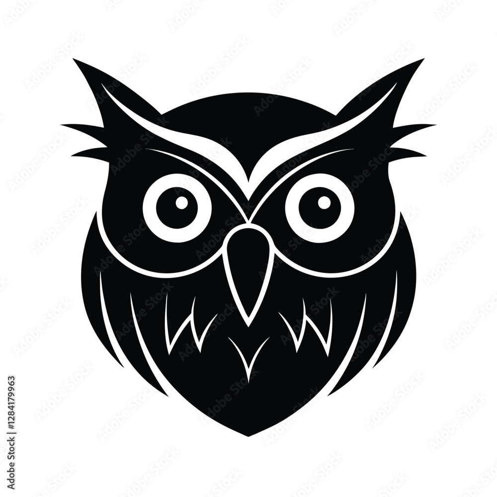 a vector illustration of a an owl head. a vector illustration of a an owl head.