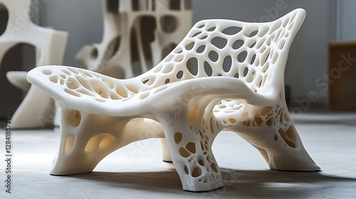 A unique, organic-shaped chair designed for artistic and functional use.