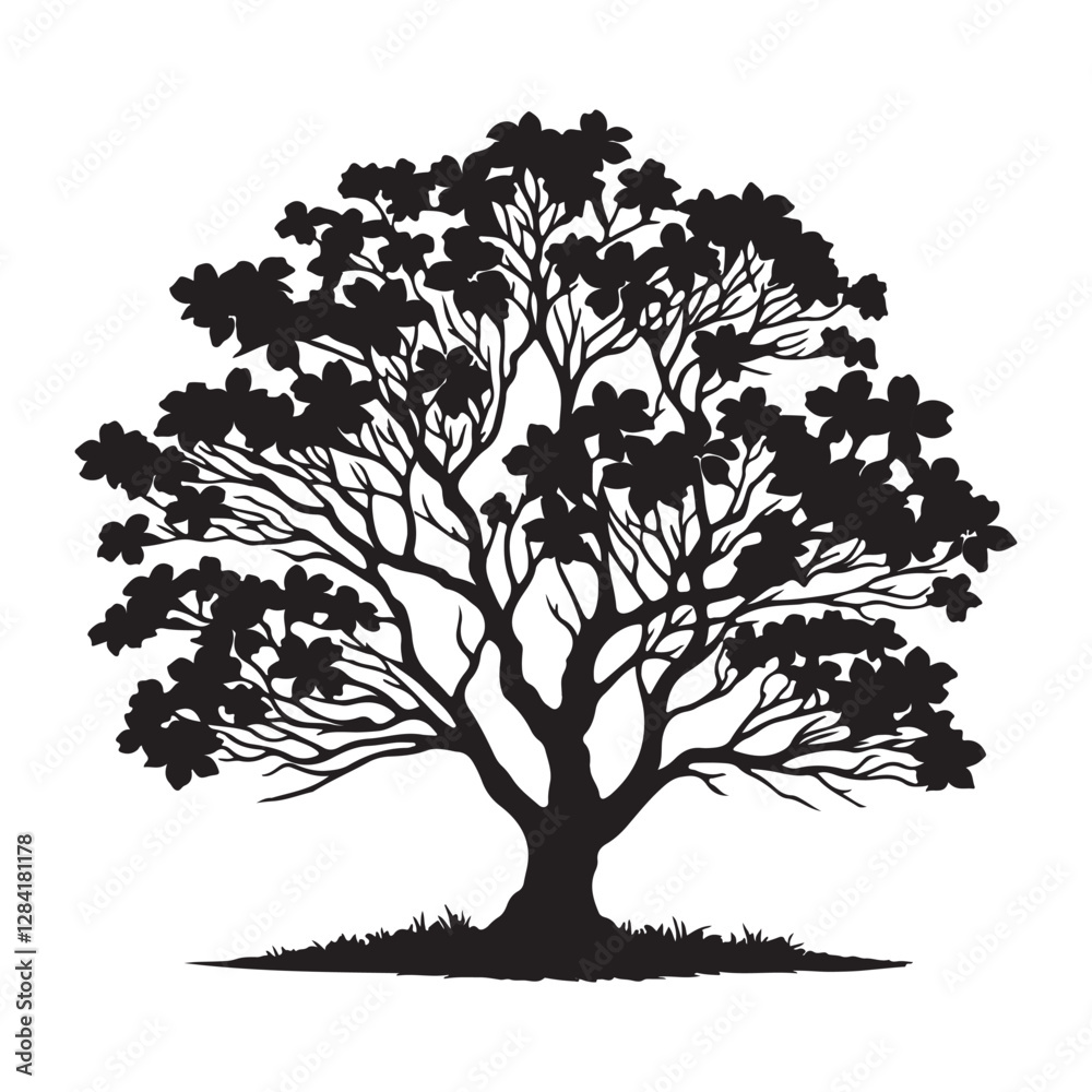 Obraz premium Dogwood Tree Silhouette - Spring Bloom Art - Minimalist Botanical Drawing - Dogwood Tree Vector - Dogwood Icon 