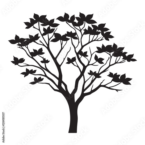 Dogwood Tree Silhouette - Modern and Simplified Botanical Design - Dogwood Tree Vector - Dogwood Icon
