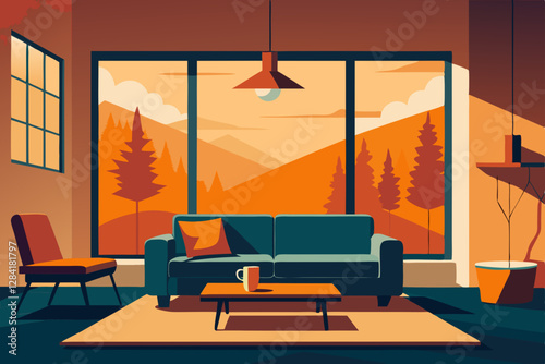 modern living room with fireplace