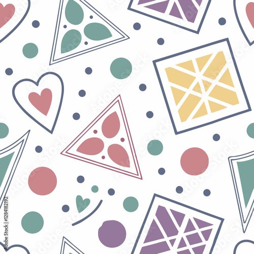 Geometric Pattern: a lively abstract composition, showcasing a delightful array of shapes. The image exudes a sense of artistry.
