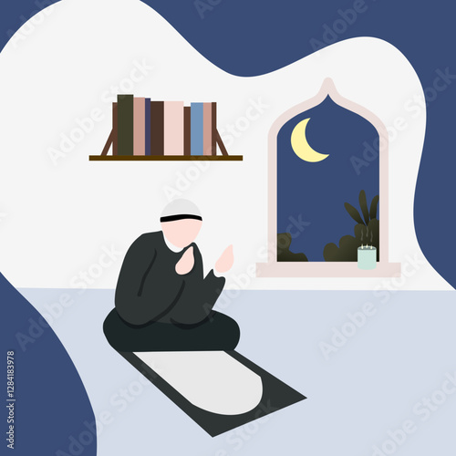 A Man Praying in the middle of the night