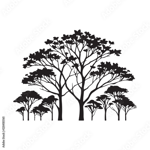 Minimalist Dogwood Tree Silhouette - Floral Dogwood Artwork - Simple Botanical Tree Design - Dogwood Vector - Dogwood Icon
